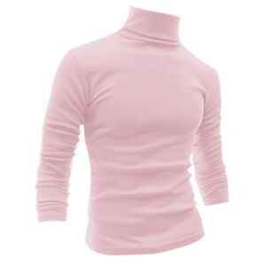 Pink Turtleneck Top Slim Fit Long Sleeve Pullover Turtle Neck Shirt